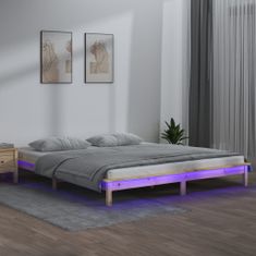Vidaxl LED posteljni okvir 140x190 cm trden les