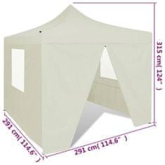 Vidaxl Zložljivi šotor 3 x 3 m s 4 stenami kremne barve