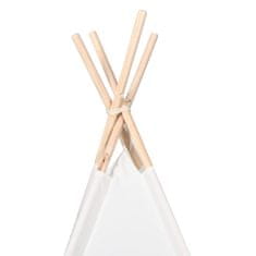 Vidaxl Otroški tipi šotor z vrečo peach skin bel 120x120x150 cm