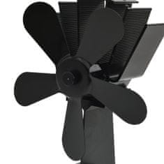 Vidaxl Ventilator za kamin na toploto s 5 krili črn