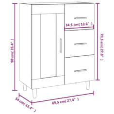 Vidaxl Komoda sonoma hrast 69,5x34x90 cm konstruiran les