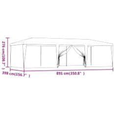 Vidaxl Vrtni šotor z 8 mrežastimi stranicami zelen 9x4 m HDPE