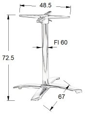 STEMA Podnožje za mizo - aluminij SH-7001/A nagibno aluminijasto - 67x67 cm