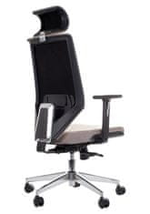 STEMA Vrtljiv ergonomski pisarniški stol ZN-805-C. Kromirano podnožje. Sivo-bež.