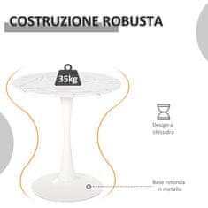 HOMCOM moderna okrogla jedilna miza za kuhinjo, kavarno, bar, večnamenska miza z marmornim učinkom
φ70cm bela