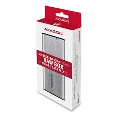 AXAGON EEM2-SB2, USB-C 3.2 Gen 2 - M.2 NVMe & SATA SSD kovinski RAW box, brez vijakov, črn