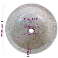 Vidaxl Umivalnik marmor 40 cm krem