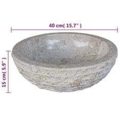 Vidaxl Umivalnik marmor 40 cm krem