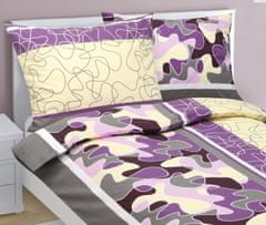 Flanelna posteljnina - 140x200, 70x90 cm - Puzzle siva, roza