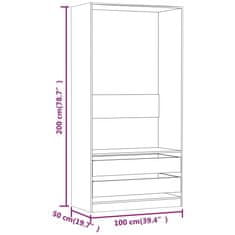 Vidaxl Garderobna omara dimljeni hrast 100x50x200 cm konstruiran les