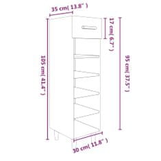 Vidaxl Omarica za čevlje rjav hrast 30x35x105 cm konstruiran les