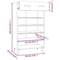 Greatstore Omarica za čevlje črna 60x35x105 cm konstruiran les