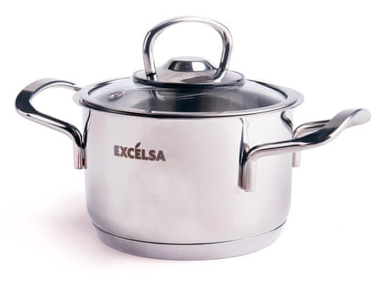 EXCELSA Elegance kozica 2 ročaja 12cm inox + pokrov steklo / indukcija