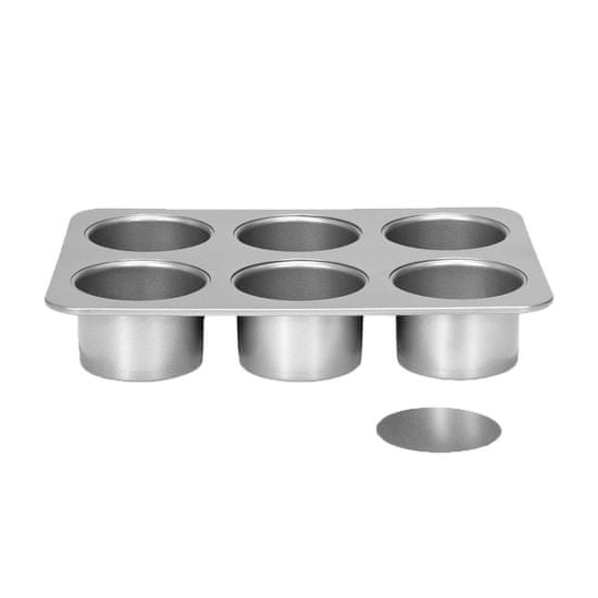 Patisse 6-delni pekač model za mini tortice s snemljivim dnom Silver Top 8x6x22cm / ogljikovo jeklo, premaz