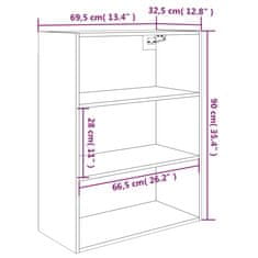 Vidaxl Viseča stenska omarica siva sonoma 69,5x32,5x90 cm