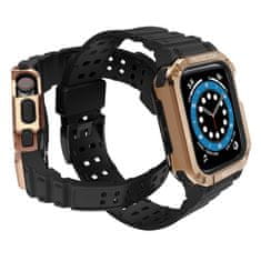 slomart zaščitni trak z ohišjem za Apple Watch 7 / 6 / 5 / 4 / 3 / 2 / se (45 / 44 / 42mm) ohišje oklepno ohišje za uro črno / rose gold