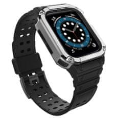 slomart zaščitni trak z ohišjem za apple watch 7 / 6 / 5 / 4 / 3 / 2 / se (41 / 40 / 38mm) ohišje oklepni pokrov ure črno / srebrno