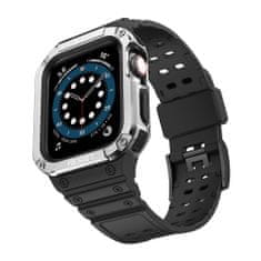 slomart zaščitni trak z ohišjem za apple watch 7 / 6 / 5 / 4 / 3 / 2 / se (41 / 40 / 38mm) ohišje oklepni pokrov ure črno / srebrno