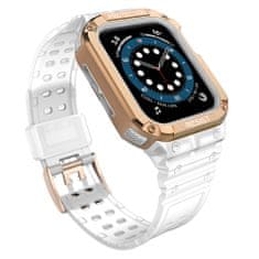 slomart zaščitni trak z ohišjem za apple watch 7 / 6 / 5 / 4 / 3 / 2 / se (41 / 40 / 38 mm) oklepno ohišje za uro prozorno / rožnato zlato