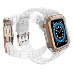 slomart zaščitni trak z ohišjem za apple watch 7 / 6 / 5 / 4 / 3 / 2 / se (41 / 40 / 38 mm) oklepno ohišje za uro prozorno / rožnato zlato