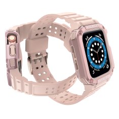 slomart zaščitni trak z ohišjem za apple watch 7 / 6 / 5 / 4 / 3 / 2 / se (41 / 40 / 38mm) ohišje oklepni pokrov ure roza