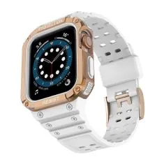 slomart zaščitni trak z ohišjem za Apple Watch 7 / 6 / 5 / 4 / 3 / 2 / se (41 / 40 / 38mm) ohišje oklepni pokrov ure bela / rose gold