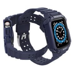 slomart zaščitni trak z ohišjem za apple watch 7 / 6 / 5 / 4 / 3 / 2 / se (45 / 44 / 42mm) ohišje oklepni pokrov ure modri