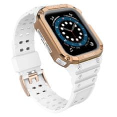 slomart zaščitni trak z ohišjem za Apple Watch 7 / 6 / 5 / 4 / 3 / 2 / se (41 / 40 / 38mm) ohišje oklepni pokrov ure bela / rose gold