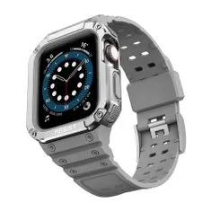 slomart zaščitni trak z ohišjem za apple watch 7 / 6 / 5 / 4 / 3 / 2 / se (45 / 44 / 42mm) ohišje oklepni pokrov ure sive barve