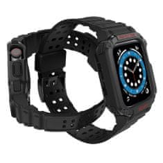 slomart zaščitni trak z ohišjem za Apple Watch 7 / 6 / 5 / 4 / 3 / 2 / se (41 / 40 / 38mm) ohišje oklepni pokrov ure črn