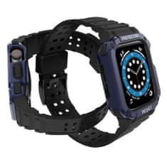 slomart zaščitni trak z ohišjem za apple watch 7 / 6 / 5 / 4 / 3 / 2 / se (41 / 40 / 38mm) ohišje oklepni pokrov ure črno / modro