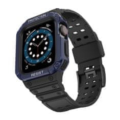 slomart zaščitni trak z ohišjem za apple watch 7 / 6 / 5 / 4 / 3 / 2 / se (41 / 40 / 38mm) ohišje oklepni pokrov ure črno / modro