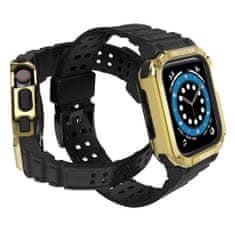 slomart zaščitni trak z ohišjem za Apple Watch 7 / 6 / 5 / 4 / 3 / 2 / se (45 / 44 / 42mm) ohišje oklepni pokrov ure črna / zlata