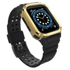 slomart zaščitni trak z ohišjem za Apple Watch 7 / 6 / 5 / 4 / 3 / 2 / se (45 / 44 / 42mm) ohišje oklepni pokrov ure črna / zlata