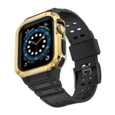 slomart zaščitni trak z ohišjem za Apple Watch 7 / 6 / 5 / 4 / 3 / 2 / se (45 / 44 / 42mm) ohišje oklepni pokrov ure črna / zlata