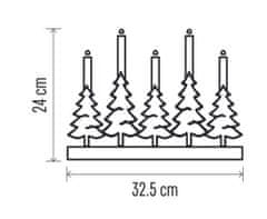 Emos 5 LED lesena dekoracija, božične jelke s svečami, 24 cm