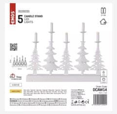 Emos 5 LED lesena dekoracija, božične jelke s svečami, 24 cm