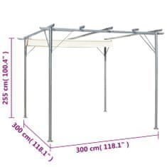 Vidaxl Pergola z zložljivo streho kremno bela 3x3 m jeklo