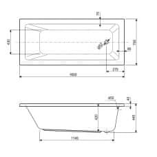 Armal Kopalna kad DORIS 160 x 70 x 44, brez obloge in sifona