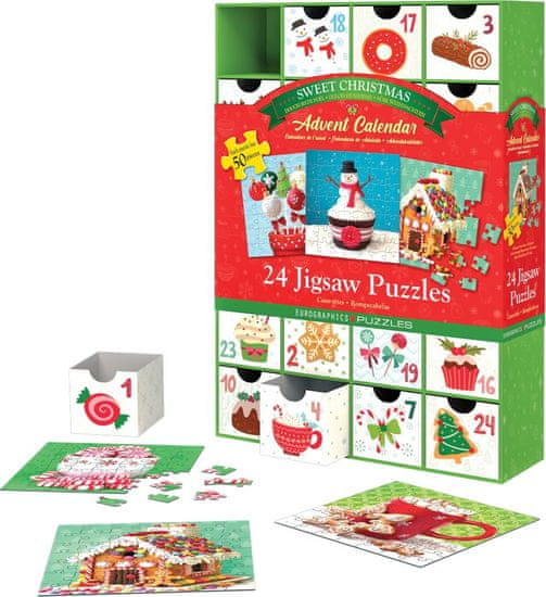 EuroGraphics Puzzle Adventni koledar: Sweet Christmas 24x50 kosov