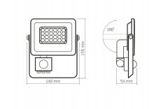 VIDEX LED reflektor PIR - 20W - 1800 lm - s senzorjem gibanja