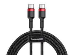 BASEUS Baseus Cafule 2x USB-C QC 3A 2m PD rdeč črn kabel