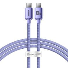 BASEUS Crystal Shine Series kabel USB za hitro polnjenje in prenos podatkov USB Type C - USB Type C 100W 1,2 m vijolične barve (CAJY000605)