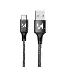 WOZINSKY Močno pleten kabel USB-C 2,4A 1 m črn