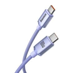 BASEUS Kabel za hitro polnjenje in prenos podatkov USB-C USB-C 100W 2 m vijolične barve