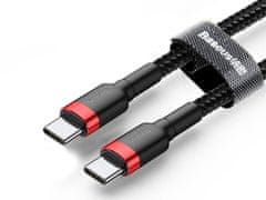 BASEUS Baseus Cafule 2x USB-C QC 3A 2m PD rdeč črn kabel