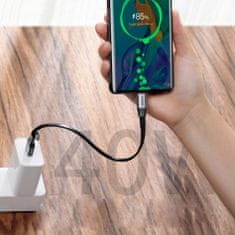 BASEUS Preprost ploščati kabel USB-C 5A 40W Quick Charge 3.0 QC 3.0 kabel 23cm siv