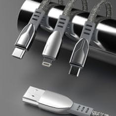 DUDAO Močan opleteni kabel USB - mikro USB 5A 1 m sive barve