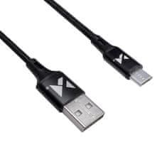 WOZINSKY Močan pleten kabel USB microUSB 2,4A 1m črn