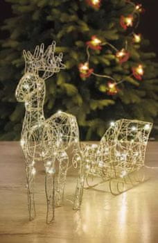  Emos 50 LED kovinska dekoracija, vprega severnih jelenov, 47 cm